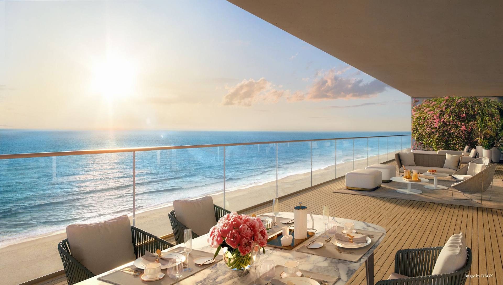 Private terrace over the Atlantic — The St. Regis Residences, Sunny Isles Beach (artist rendering)