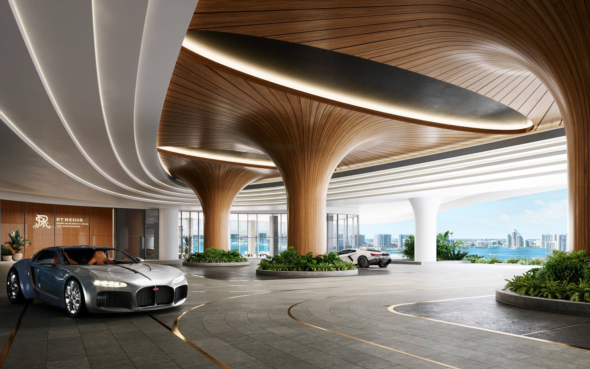 Two-storey porte-cochère — The St. Regis Residences, Sunny Isles Beach (artist rendering)
