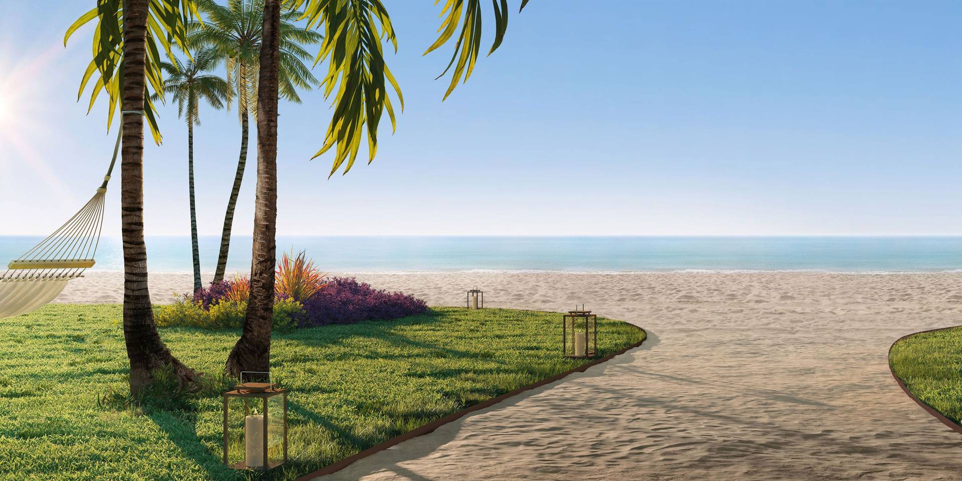 Beach garden and lawn — The St. Regis Residences, Sunny Isles Beach (artist rendering)
