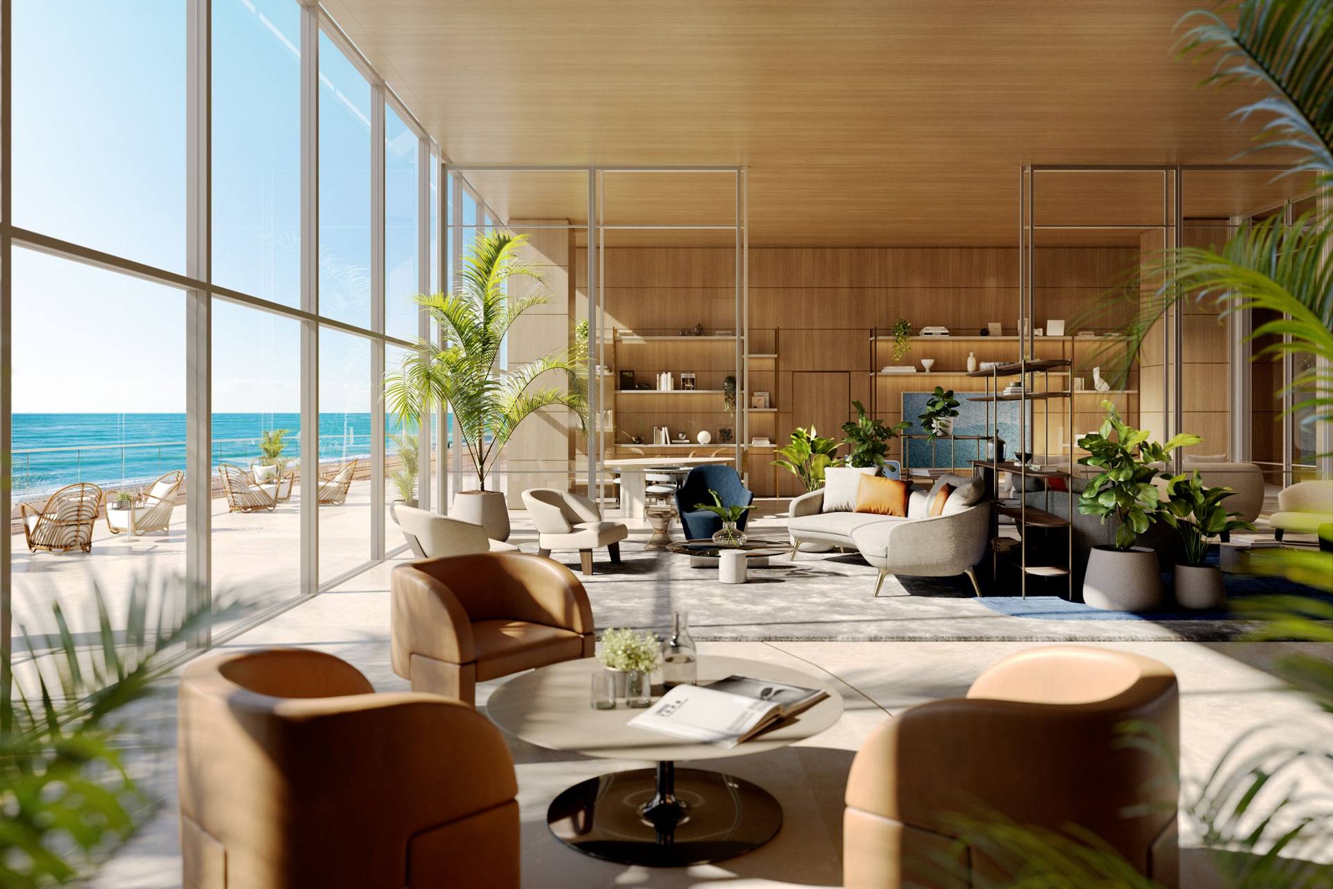 Residents Club lounge with ocean outlook — The St. Regis Residences, Sunny Isles Beach (artist rendering)