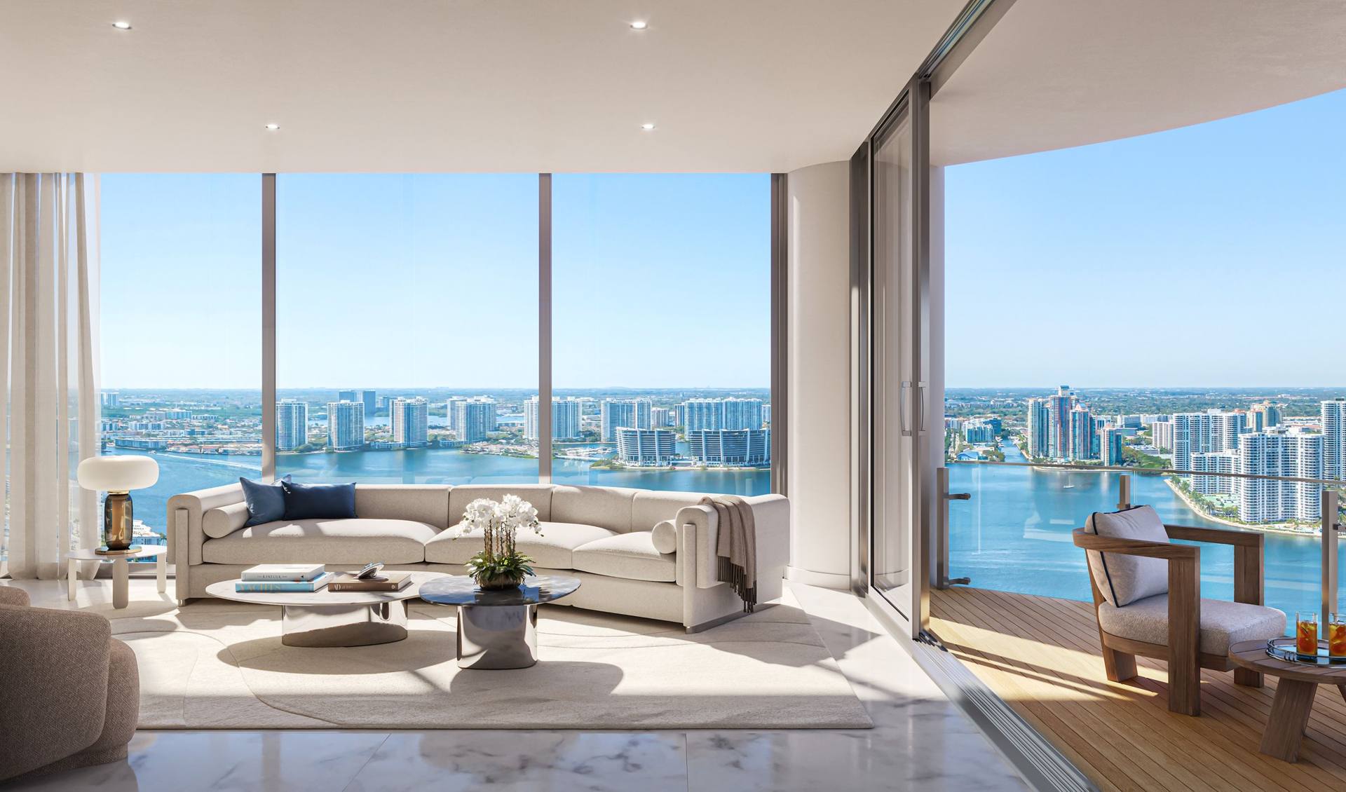 Great room, Residence 4003 — The St. Regis Residences, Sunny Isles Beach (artist rendering)